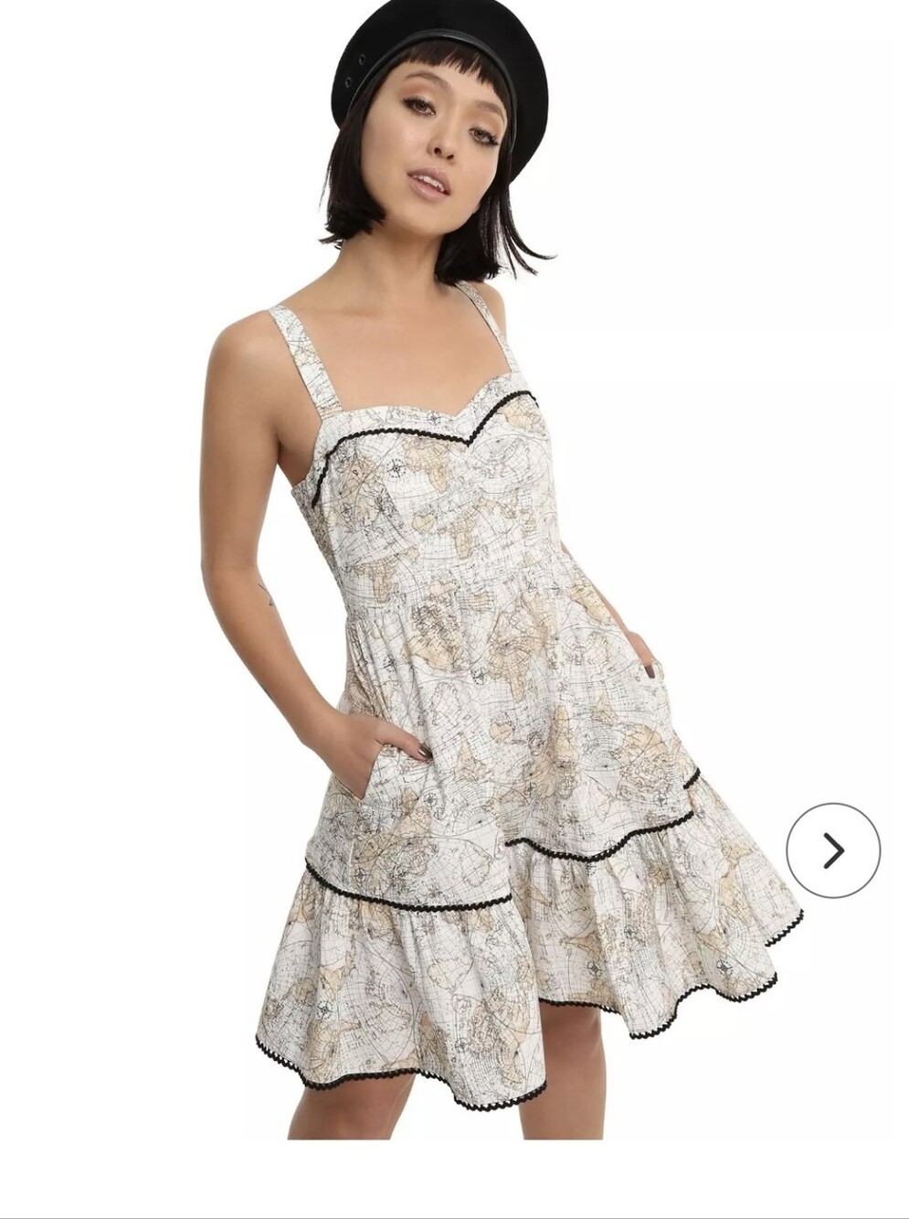 Hot Topic Map-Print Swing dress Sz.M NWT